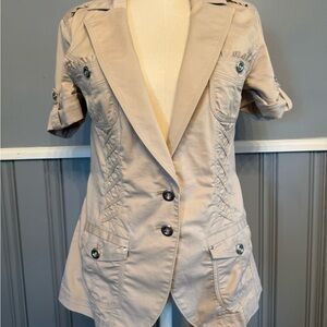 White House Black Market Tan Blazer with Notched Lapels
